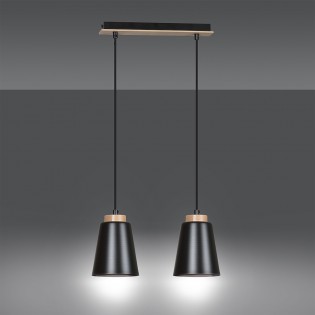Regletté de plafond Lasso Noir (2 lumieres)