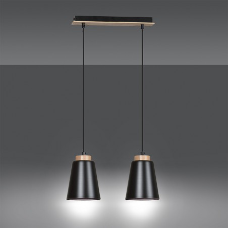 Regletté de plafond Lasso Noir (2 lumieres)