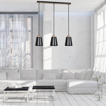 Regletté de plafond Lasso Noir (3 lumieres)
