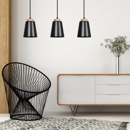 Regletté de plafond Lasso Noir (3 lumieres)