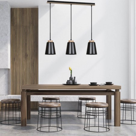 Regletté de plafond Lasso Noir (3 lumieres)