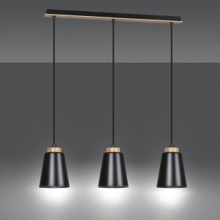 Regletté de plafond Lasso Noir (3 lumieres)