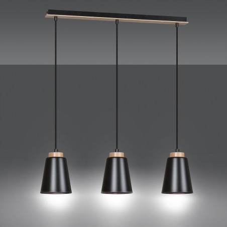 Regletté de plafond Lasso Noir (3 lumieres)