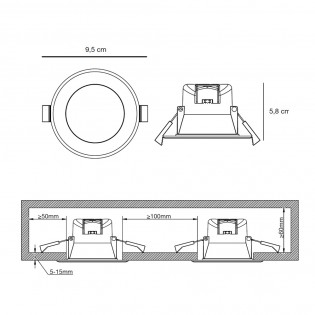 Downlight á LED Birla (6W)