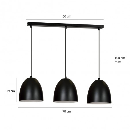 Regletté de plafond Jonix Noir (3 lumieres)