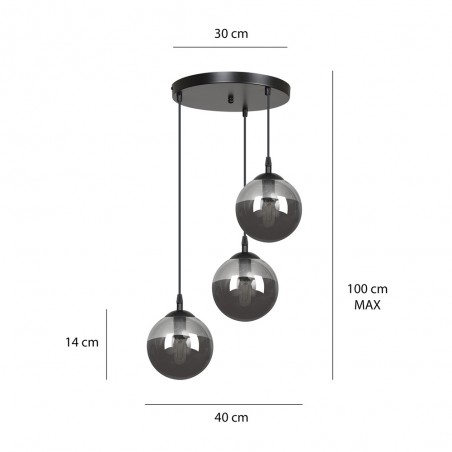 Lampe de suspension Sagan Graphite (3 lumieres)
