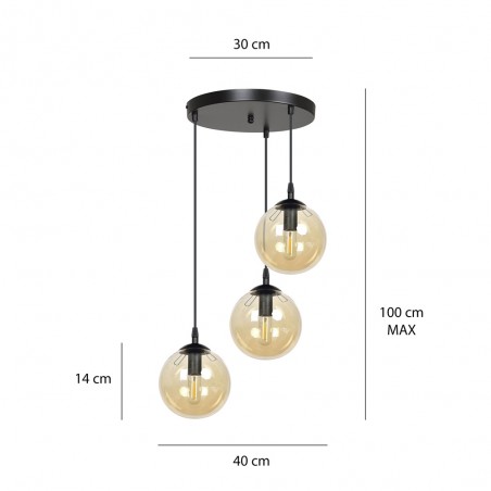 Lampe de suspension Sagan Ambre (3 lumieres)