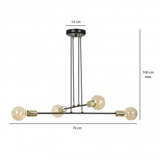 Lampe de plafond Sives Noir (4 lumieres)