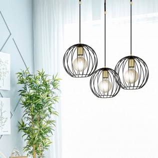 Lampe de suspension Balora Noir (3 lumieres)