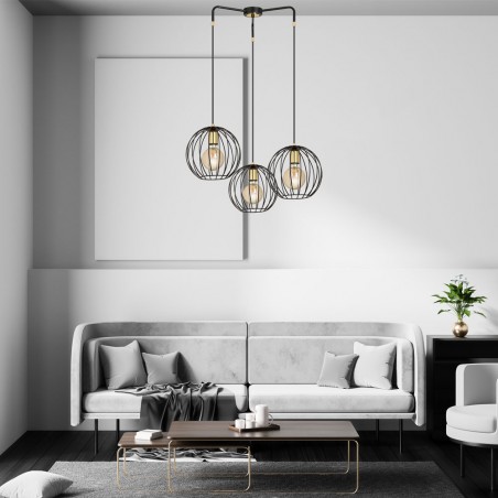 Lampe de suspension Balora Noir (3 lumieres)