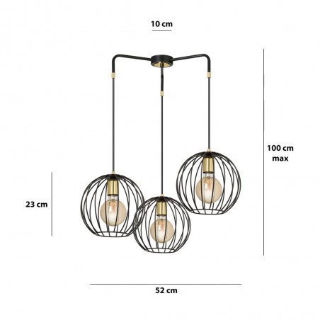 Lampe de suspension Balora Noir (3 lumieres)
