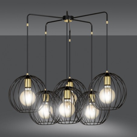 Lampe de suspension Balora Noir (6 lumieres)