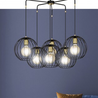 Lampe de suspension Balora Noir (6 lumieres)