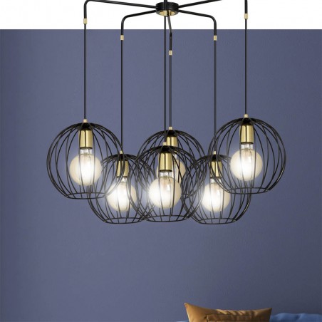 Lampe de suspension Balora Noir (6 lumieres)