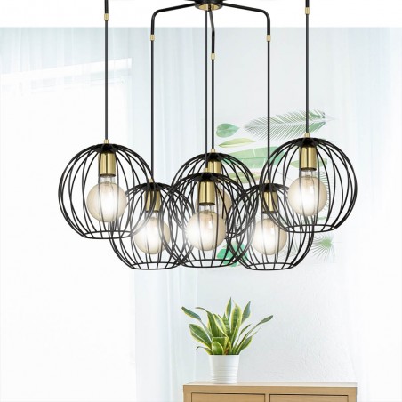 Lampe de suspension Balora Noir (6 lumieres)