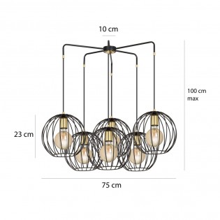 Lampe de suspension Balora Noir (6 lumieres)