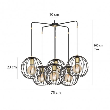 Lampe de suspension Balora Noir (6 lumieres)
