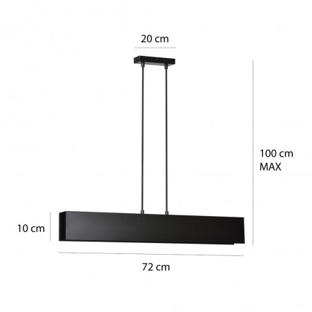 Lampe de plafond Tarlen Noir (3 lumieres)