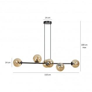 Lampe de plafond Palma Ambre (6 lumieres)