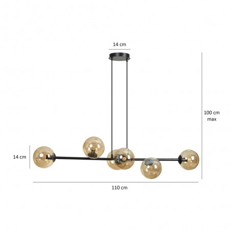 Lampe de plafond Palma Ambre (6 lumieres)
