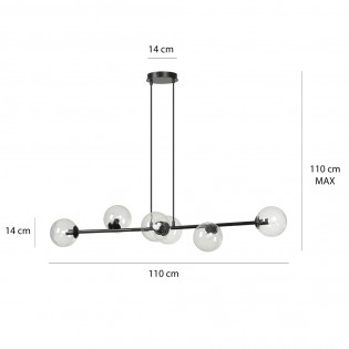 Lampe de plafond Palma Transparent (6 lumieres)