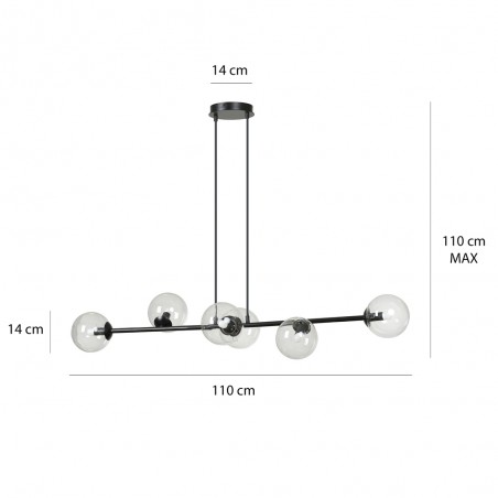 Lampe de plafond Palma Transparent (6 lumieres)