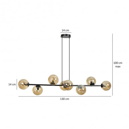 Lampe de plafond Palma Ambre (8 lumieres)