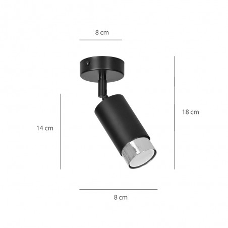 Spot de plafond orientable Mura Noir/Chrome