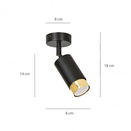 Spot de plafond orientable Mura Noir/Or