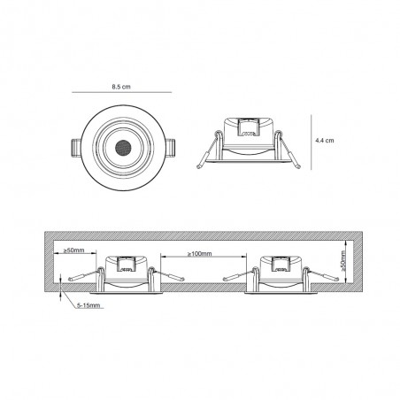 Encastré de plafond pivotant á LED Roar (6.5W)