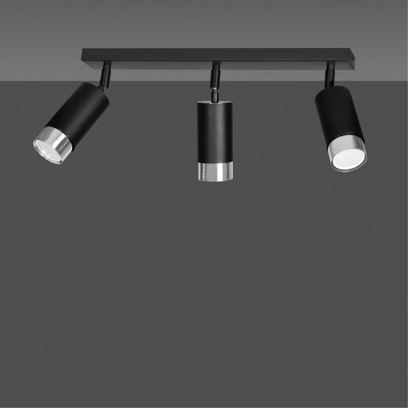 Regletté de spots Mura Noir/Chrome (3 lumieres)