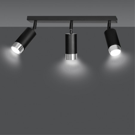 Regletté de spots Mura Noir/Chrome (3 lumieres)