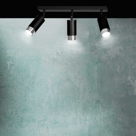 Regletté de spots Mura Noir/Chrome (3 lumieres)