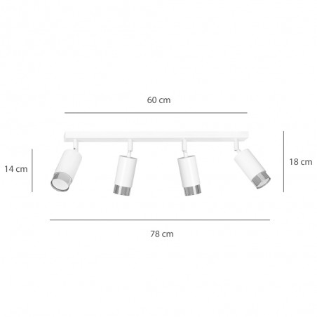 Regletté de spots Mura Blanc/Chrome (4 lumieres)
