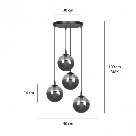 Lampe de suspension Sagan Graphite (4 lumieres)