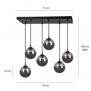 Regletté de plafond Sagan Graphite (6 lumieres)