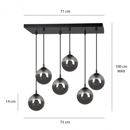 Regletté de plafond Sagan Graphite (6 lumieres)