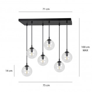 Regletté de plafond Sagan Transparent (6 lumieres)