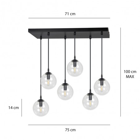 Regletté de plafond Sagan Transparent (6 lumieres)