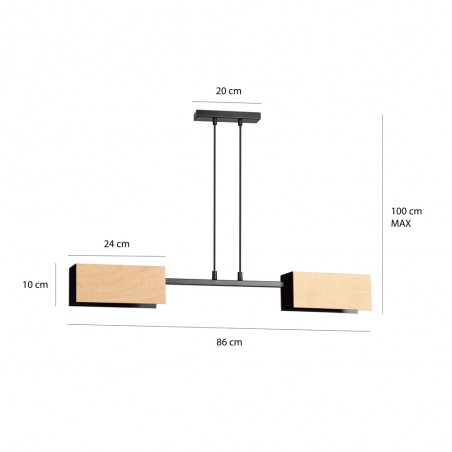 Lampe de plafond Perta Noir (2 lumieres)