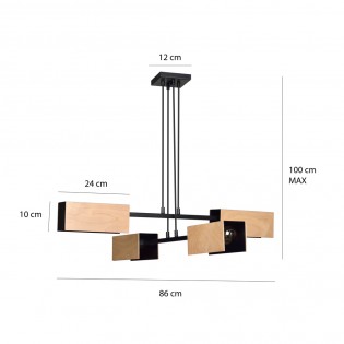 Lampe de plafond Perta Noir (4 lumieres)