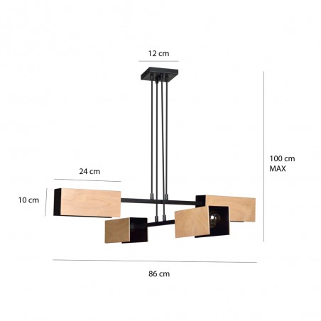 Lampe de plafond Perta Noir (4 lumieres)