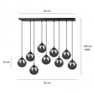 Regletté de plafond Sagan Graphite (9 lumieres)