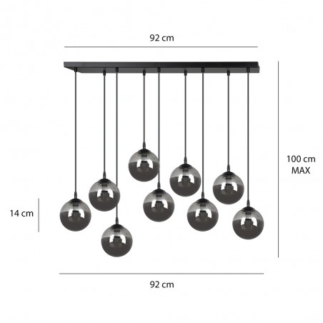 Regletté de plafond Sagan Graphite (9 lumieres)