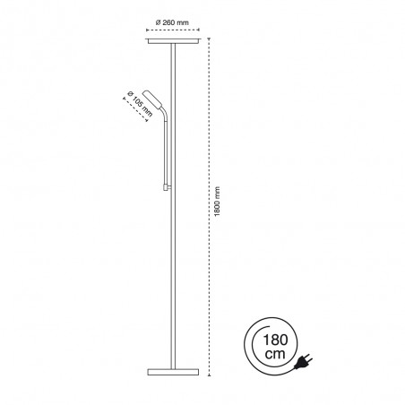 Lampadaire á LED Teo (18.5W+4.5W)
