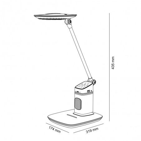 Lampe de bureau á LED haut-parleur et USB Oreon CCT