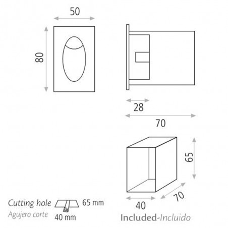 Applique encastrée Led Edgar (3W)