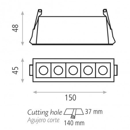 Plafonnier encastré Led Tango (10W)