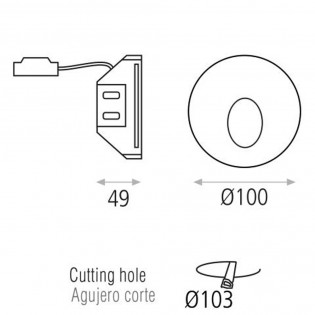 Applique encastrée Led Thriller (2W)