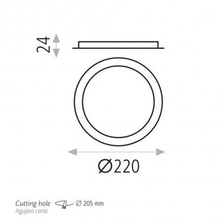 Plafonnier encastré Led Yon (22W)
